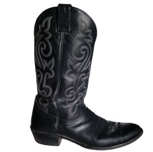 Justin Cowboy Style 1409 Black Genuine Leather Boots Size 12D